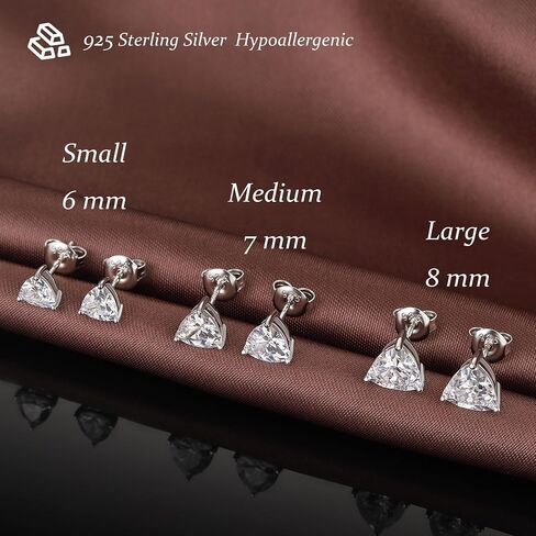 المثلث الفضي الجنيه الفضي CZ Diamond Stud أقراط للنساء رجال 18 كيلو متر مطلي 3 تريليون مقطوعة في قرط الماس مزيف in Saudi Arabia