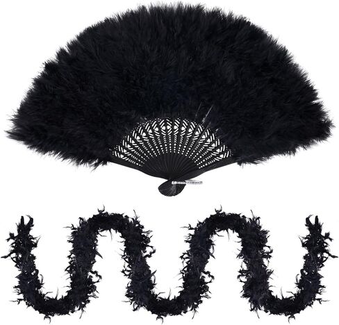 2 Pieces Costume Accessories for Women Feather Boa with Feather Fan for Carnival Halloween Dancing Party Favor in Saudi Arabia