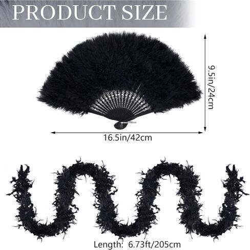 2 Pieces Costume Accessories for Women Feather Boa with Feather Fan for Carnival Halloween Dancing Party Favor in Saudi Arabia