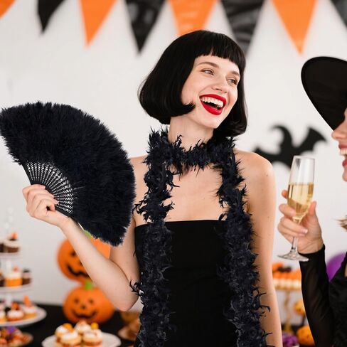 2 Pieces Costume Accessories for Women Feather Boa with Feather Fan for Carnival Halloween Dancing Party Favor in Saudi Arabia