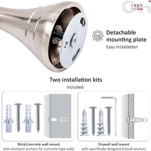 دعامات قضبان ستائر مقاس 6 بوصات، دعامة قضيب ستارة كبيرة شديدة التحمل، حامل ستارة طويل للغاية لقضبان من 3/4 إلى 1 بوصة، 4 قطع دعامات لقضبان الستائر، حامل على الحائط، مجموعة من أربعة، نيكل مصقول in Kuwait