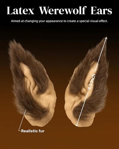 Libima 1 Pair Halloween Werewolf Ears Latex Prosthetics Special Effects Makeup Accessories Werewolf Costume Accessories for Halloween Wolf Cosplay Carnival Party in Saudi Arabia