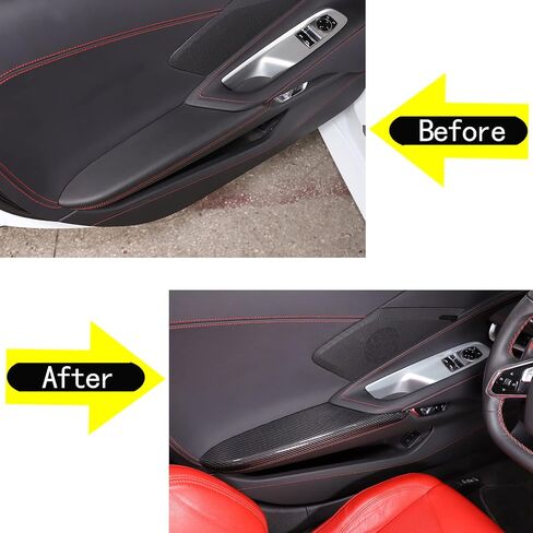 Sekhyna Car Side Door Armrest Panel Cover Trim Compatible with Corvette C8 Stingray 2020-2023 100% Real Carbon Fiber 2PCS Interior Door Panel Cover Trim Accessories (Black Carbon) in Saudi Arabia