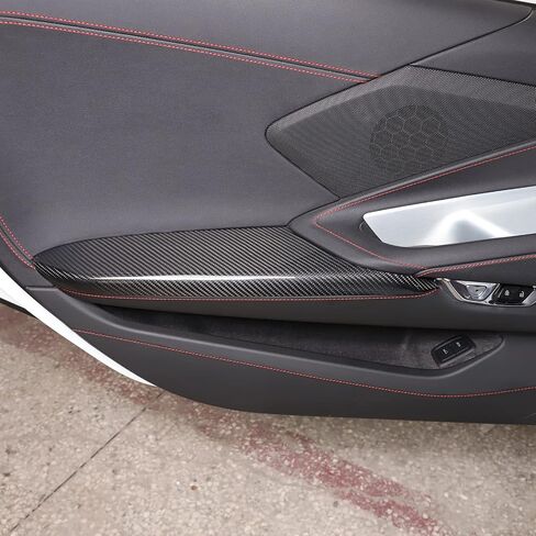 Sekhyna Car Side Door Armrest Panel Cover Trim Compatible with Corvette C8 Stingray 2020-2023 100% Real Carbon Fiber 2PCS Interior Door Panel Cover Trim Accessories (Black Carbon) in Saudi Arabia