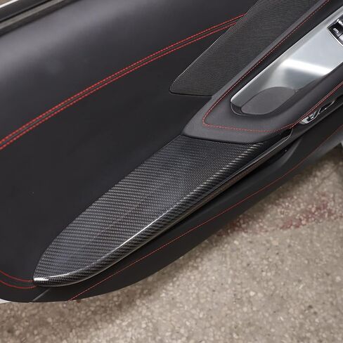 Sekhyna Car Side Door Armrest Panel Cover Trim Compatible with Corvette C8 Stingray 2020-2023 100% Real Carbon Fiber 2PCS Interior Door Panel Cover Trim Accessories (Black Carbon) in Saudi Arabia