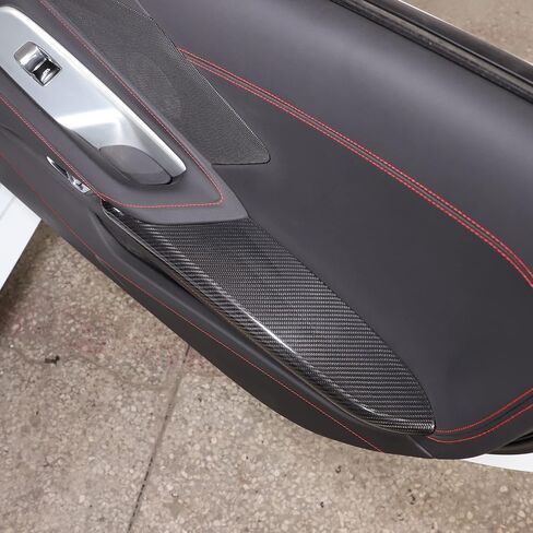 Sekhyna Car Side Door Armrest Panel Cover Trim Compatible with Corvette C8 Stingray 2020-2023 100% Real Carbon Fiber 2PCS Interior Door Panel Cover Trim Accessories (Black Carbon) in Saudi Arabia