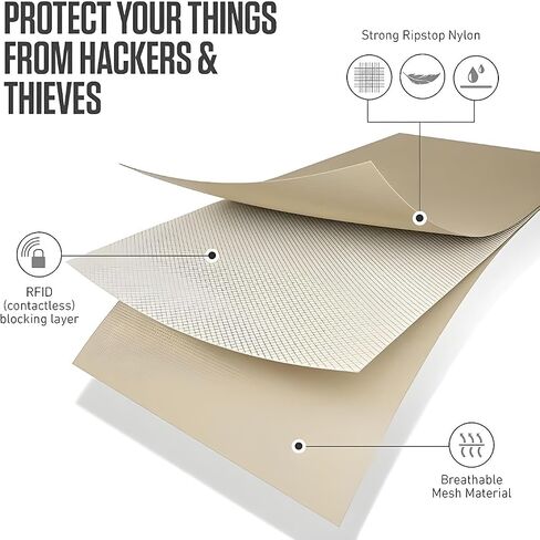 RFID Travel Neck Wallet - Beige | حامل جواز سفر أنيق وآمن وحقيبة مالية مع حزام رقبة قابل للتعديل للرجال والنساء للحفاظ على النقود وبطاقات الائتمان ووثائق السفر آمنة in Kuwait