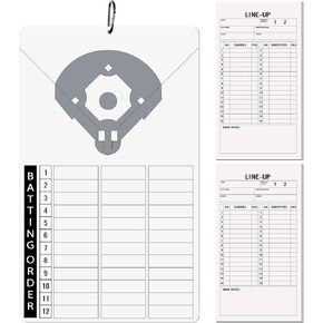 Baseball Clipboard and 24 Pcs Baseball and Softball Lineup Cards, Dry Erase Baseball Lineup Board Referee Marker Boards Softball Lineup Card for Coach Gift Baseball Softball