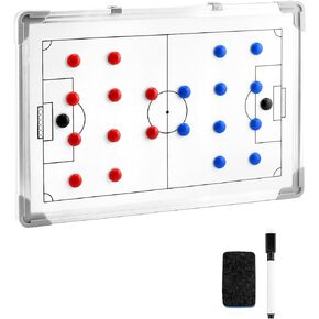 QWORK Double-Sided Tactical Soccer Coaching Board – 17.7" x 12" with Integrated Wall Mount, Regulation Markings, and Accessories – Aluminum Frame with Corner Protectors & Wipe Clean Surface