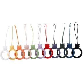 11 Pcs Silicone Lanyard Finger Strap, Multicolor Mobile Phone Pendant Finger Ring, Creative Cartoon Cat Lanyard Hanging Rope for U Disk, Mobile Phone Case, Keychain