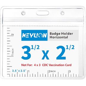 10 Pack Horizontal Name Tag ID Card Holders, Heavy Duty Clear Plastic Sleeve Cover w Waterproof Resealable Zip, fit 5 pcs Credit Card Size Cards or 3.5" x 2.5" Name Badge Inserts
