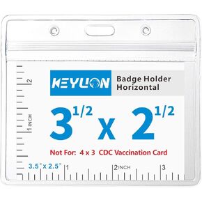 10 Pack Horizontal Name Tag ID Card Holders, Heavy Duty Clear Plastic Sleeve Cover w Waterproof Resealable Zip, fit 5 pcs Credit Card Size Cards or 3.5" x 2.5" Name Badge Inserts