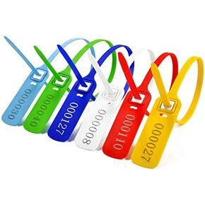 Heavy Duty Plastic Truck-Trailer Seals Numbered Security Tags Safety Ties Pull-Tight Pad-Locks Cable Pull Ties - Straps, Metal Insert Clip Lock, Length 400 mm 15.8" (Dark Blue, 100 PCS) in Kuwait
