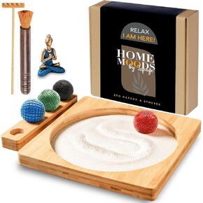Japanese Zen Garden Kit for Desk - Premium Sand Tray Therapy Kit - Exclusive Mini Zen Garden - Zen Office & Home Meditation - Hand Crafted Zen Garden Accesories - Ideal Zen Gift Set in Saudi Arabia