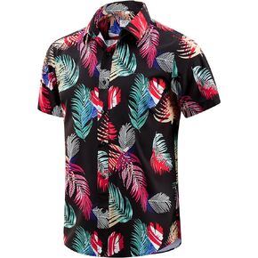 Men's Hawaiian Shirts Short Sleeve Button Down Floral T-Shirt Casual Summer Beach Shirts