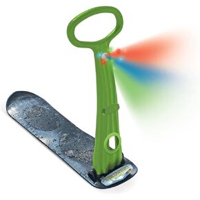 Geospace Original Winter Fun Ski Skooter Sled with Single LED Light: Fold-up Portable Snowboard Kick-Scooter Sled for Use on Snow
