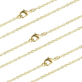ALEXCRAFT Wholesale 12PCS Rose Gold Plated Solid Brass Chain Hypoallergenic Flat Cable Chains Link Bulk for Jewelry Making (20"(2.0MM))