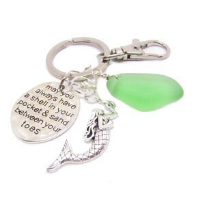 Mermaid and Sea Glass Keychain - Gift for Beach Lovers - Mermaid Car Accessories