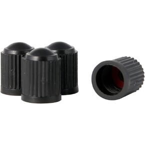 RockTrix - Pack of 4 - Black Plastic Valve Stem Caps - Rubber O-Ring Seal, Leak-Proof Air Protection - Universal Application