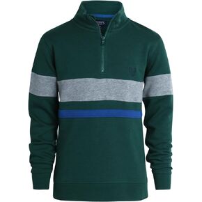 سترة صوفية للأولاد من Chaps - بلوفر كلاسيكي من الفلانيل بسحاب ربع سنوي - سترة برقبة وهمية للأولاد (S-XL) in Kuwait