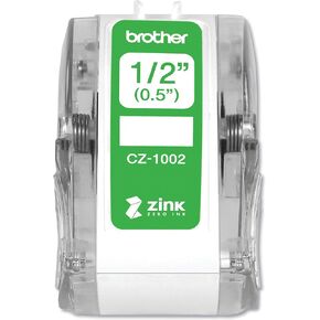 Brother Genuine CZ-1002 Continuous Length ½" (0.5") 12mm Wide x 16.4 ft. (5 m) Long Label roll Featuring Zink Zero Ink Technology