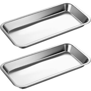 NUOMI Medical Surgical Tray Stainless Steel Instrument Trays Organizer 2 Pack Dental Procedure Tray Tools