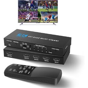 4K HDMI Multiviewer Switch 4x1، NEWCARE 4 in 1 Out سلس HDMI رباعي متعدد المشاهد مع جهاز تحكم عن بعد بالأشعة تحت الحمراء، شاشة تلفزيون مقسمة تدعم 5 أوضاع عرض، 4k@30hz، 1080P، Downscaler، 36 بت، 10.2 جيجابت في الثانية. in Kuwait
