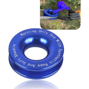1 PC Automotive Rescue Ring Winch,Tackle Pulley System,for Soft Shackle and Synthetic Rope for Truck Off-Road Vehicle Recovery (Black)