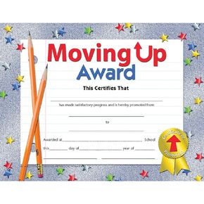 Hayes Moving Up Award Certificate, 8.5" x 11", Pack of 30