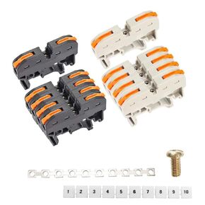 DIN Rail Terminal Blocks,Universal Compact Wire Wiring Connector (40 pcs connectors+4 pcs Article in Parallel+4 pcs Digital Identification+2 pcs Fixed clamp+40 pcs Screw)