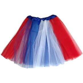 Women's Tutu Skirt Independence Day Skort 4th of July Short Mesh Skirt Red White Blue Elastic Layered Tulle Tutu Skirt for Independence Day Halloween Costumes Stage Show & Daily Dress