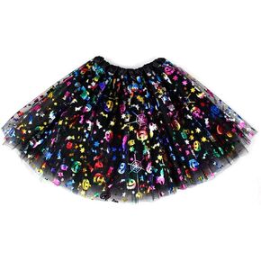Halloween Tutu Skirt Layered Tulle Dance Skirts Cosplay Tutu Costume for Kids Girls Sky Blue