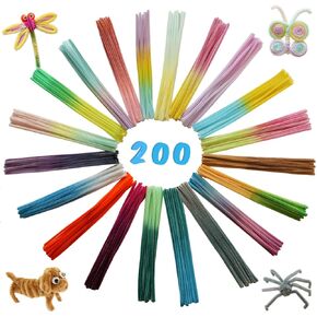 200 Pcs Craft Pipe Cleaners, Pipe Cleaners Crafts, 20 Gradient Colors Chenille Stems for DIY Crafts Decorations, Art and Craft Supplies