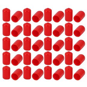 uxcell® 40 Pcs 10mm Inner Dia PVC Vinyl End Cap Bolt Screw Thread Protector Red