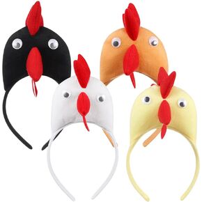 ABOOFAN Chicken Hair Hoop 4pcs Easter Chick Headband Rooster Animal Hair Hoop for Adults Birthday Dress- Up Party Supplies Random Color Chicken Beanie