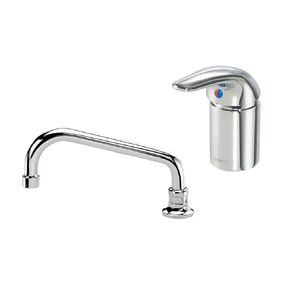 Krowne 16-332L Krowne Royal Series Faucet, Deck-Mount, Single Hole, Single Lever with Color Coded Index, Remote Valve with 8" Remote spout, 1.8GPM Aerator