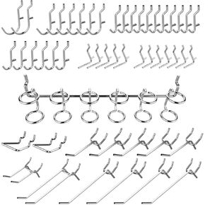 53106 Pegboard Hook Assortment Set, 50 Piece Heavy Duty, Pegboard Hooks for Tools, Garage & Workshops Hooks and Holders, Accessories for Craft Room, Wall Storage Shelving Peg Hooks