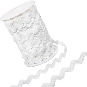 GORGECRAFT 1 Roll 25Yds RIC Rac Trim Ribbon White Wave Sewing Bending Fringe Trim 1/4 Inch Wide Braids Cords Embellishments for Flower Making Wedding Party Lace Ribbon Craft Pillow
