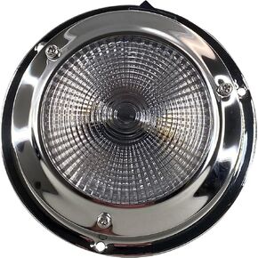 Pactrade Marine Dome Light 12V - 3-Inch Lens, Cool White LED | Stainless Steel Boat Light with Built-In Rocker Switch, Surface Mount | RV, Trailer, Boat Interior Lights, Marine Lights