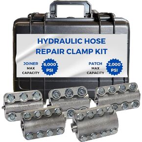 Kit: In-Field Emergency Hydraulic Repair Toolset, Featuring HosePatch Clamp Sizes ¼", ⅜", 1/2", 3/4", & 1", 6000 PSI Joiner, Reusable & Economical For On-Site Hose Solutions.