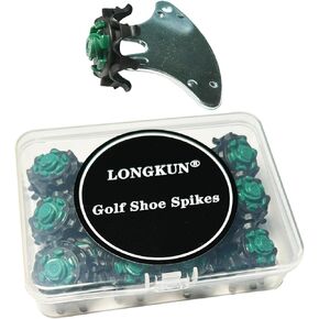 مسامير أحذية الجولف، 28 قطعة من مسامير أحذية الجولف الناعمة FJ مع قطعة واحدة من مرابط أحذية الجولف، مفتاح ربط مناسب للقدم Fast Lok Twist 3.0 System Joy (أسود وأخضر) LONGKUN in Kuwait