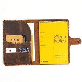 Personalized Leather Cover for Top Steno Pad 6" x 9" notepad, leather cover portfolio Compatible with Rocketbook Flip Executive Size Notebook W03-NB69