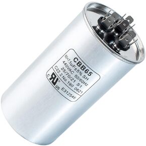BlueStars 60+7.5 uf MFD ±5% 370 or 440 Volt AC CBB65B Dual Run Round Capacitor Replacement Part - Exact Fit for Condenser Straight Cool or Heat Pump Air Conditioner