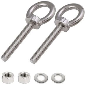 Stainless Steel Eye Bolt, 2pack M10 Shoulder Eye Bolts 3/8" X 2"with Nuts and Washer Thread Lifting Ring Eyebolt