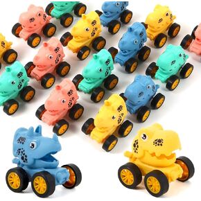 18Pcs Dinosaur Pull Back Cars Set for Kids Toddlers, Bulk Mini Racing Vehicles Toys Party Favors, Pinata Fillers, Goodie Bag Stuffers, Classroom Prizes for Boys Girls