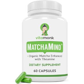 VitaMonk Matcha Capsules with Theanine & Theobromine - Matcha Pills from Japan Similar to Low Dose Caffeine Pills 25mg - Caffeine and L Theanine Pills, Matcha Supplement - Matcha Tea Capsules - 60 ct