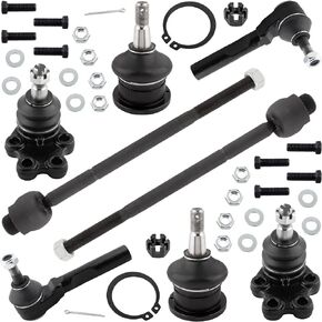 8Pcs Front Suspension Kit, Upper Lower Ball Joint & Inner Outer Tie Rod End, For Chevrolet Silverado 1500 1999-2006, For GMC Sierra 1500 1999-2006, RWD, ES3492T K6540 K6539 EV370