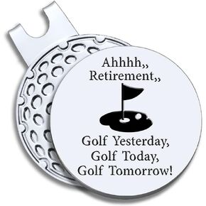 Ahhhhh Retirement Golf Golf Ball Marker with Magnetic Hat Clip, Funny Golf Gift for Men