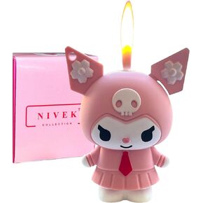 Kuromi Y2K Lighter Flame 3D Japanese Chain Necklace Jester Kawaii Cool Lighters (Pink)