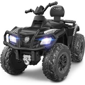 ELEMARA 2 Seater Kids ATV، مركبة كهربائية رباعية العجلات ذات 4 عجلات مع بطارية 10AH، 4 ميل في الساعة، 2 منافذ شحن، بلوتوث، مصابيح أمامية LED، موسيقى، راديو، سيارة ركوب للأطفال تعمل ببطارية 12 فولت للأعمار من 3 إلى 8 سنوات، أحمر in Kuwait